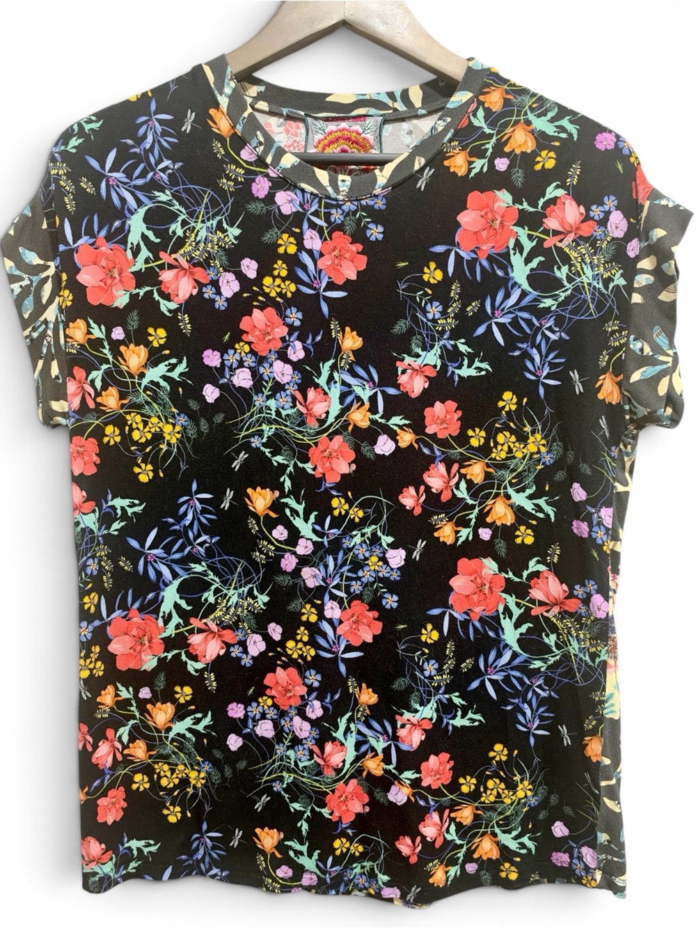 Johnny Was Kashim Bamboo Viscose Mixed Floral Relaxed Tee XXS